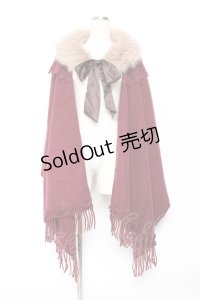 axes femme / ファーティペット付きストール  ワイン Y-25-10-20-004-AX-TO-SZ-ZY