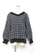 axes femme / Vネックツイードニット F 黒 Y-25-10-20-032-AX-TO-SZ-ZY