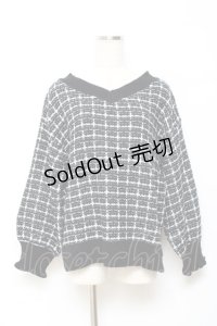 axes femme / Vネックツイードニット F 黒 Y-25-10-20-032-AX-TO-SZ-ZY