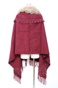 画像2: axes femme / ファーティペット付きストール  ワイン Y-25-10-20-004-AX-TO-SZ-ZY