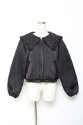 axes femme POETIQUE / キルティングビッグ襟ブルゾン M 黒 Y-25-10-20-035-AX-JA-SZ-ZY