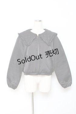 画像1: axes femme POETIQUE / キルティングビッグ襟ブルゾン M 黒 Y-25-10-20-035-AX-JA-SZ-ZY