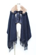 axes femme / ファーティペット付きストール  紺 Y-25-10-25-033-AX-TO-SZ-ZY