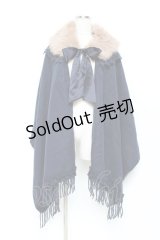 axes femme / ファーティペット付きストール  紺 Y-25-10-25-033-AX-TO-SZ-ZY