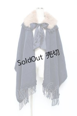 画像1: axes femme / ファーティペット付きストール  紺 Y-25-10-25-033-AX-TO-SZ-ZY