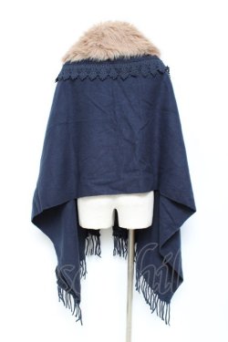 画像2: axes femme / ファーティペット付きストール  紺 Y-25-10-25-033-AX-TO-SZ-ZY