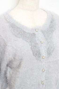 画像3: axes femme / モチーフレース付きカーデ M サックス Y-25-10-25-034-AX-TO-SZ-ZY