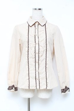 画像1: axes femme / ストライプブラウス M ベージュ Y-25-10-25-038-AX-BL-SZ-ZY