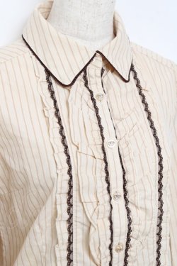 画像3: axes femme / ストライプブラウス M ベージュ Y-25-10-25-038-AX-BL-SZ-ZY