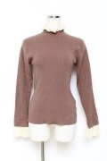 axes femme / レース配色テレコカットソー M 茶 Y-25-10-25-039-AX-TO-SZ-ZY