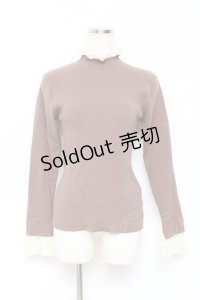 axes femme / レース配色テレコカットソー M 茶 Y-25-10-25-039-AX-TO-SZ-ZY