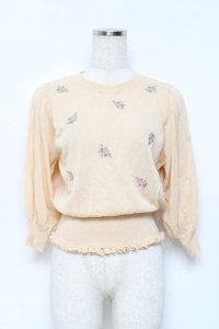 axes femme / ブーケ刺繍ラメニット M イエロー Y-25-10-25-040-AX-TO-SZ-ZY