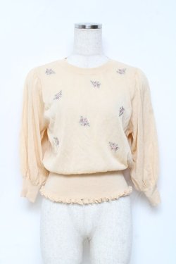 画像1: axes femme / ブーケ刺繍ラメニット M イエロー Y-25-10-25-040-AX-TO-SZ-ZY