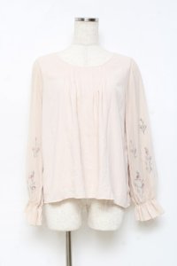 axes femme / 花刺繍×チュールブラウスプルオーバー M 生成り Y-25-10-25-041-AX-BL-SZ-ZI