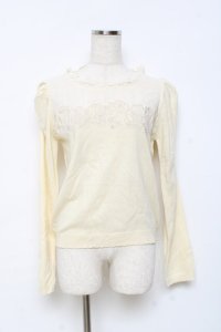 axes femme / バラ刺繍マトン袖プルオーバー M 生成り Y-25-10-25-043-AX-TO-SZ-ZY