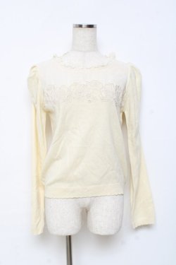 画像1: axes femme / バラ刺繍マトン袖プルオーバー M 生成り Y-25-10-25-043-AX-TO-SZ-ZY