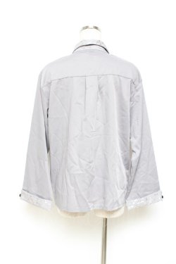 画像2: axes femme / ジャカード切替プリーツシャツ  グレー Y-25-10-25-045-AX-BL-SZ-ZY