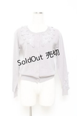 画像1: axes femme / モチーフ付き刺繍レースカーディガン M ラベンダー Y-25-10-25-049-AX-TO-SZ-ZY