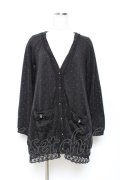 axes femme / ドット柄ポケットカーディガン M 黒 Y-25-10-25-054-AX-TO-SZ-ZY