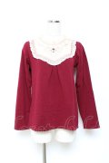 axes femme / 胸元モチーフブロッキングプルオーバー M ワイン Y-25-10-25-055-AX-TO-SZ-ZY