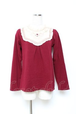 画像1: axes femme / 胸元モチーフブロッキングプルオーバー M ワイン Y-25-10-25-055-AX-TO-SZ-ZY