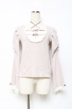 画像1: NOEMIE / フレアスリーブバックレースアップカットソー M ピンク Y-25-10-25-057-LO-TO-SZ-ZY