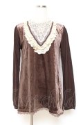 axes femme / チョーカー付きベロアプルオーバー M チャ Y-25-10-25-059-AX-TO-SZ-ZY