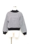 axes femme POETIQUE / 千鳥柄ゆったりプルオーバー M 黒 Y-25-10-25-062-AX-TO-SZ-ZY