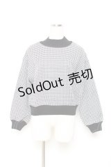 axes femme POETIQUE / 千鳥柄ゆったりプルオーバー M 黒 Y-25-10-25-062-AX-TO-SZ-ZI