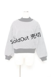 axes femme POETIQUE / 千鳥柄ゆったりプルオーバー M 黒 Y-25-10-25-062-AX-TO-SZ-ZI