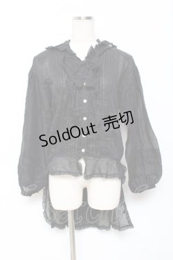 画像1: PINK HOUSE / フード付きフィッシュテールブラウス F 黒 Y-25-10-25-073-LO-BL-SZ-ZY