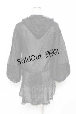 画像2: PINK HOUSE / フード付きフィッシュテールブラウス F 黒 Y-25-10-25-073-LO-BL-SZ-ZY