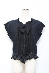 PINK HOUSE / リボン付きフリルノースリブラウス F 黒 Y-25-10-25-074-LO-BL-SZ-ZY