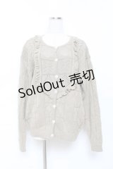 PINK HOUSE / フリル編みニットカーディガン F カーキ Y-25-10-25-075-LO-TO-SZ-ZY