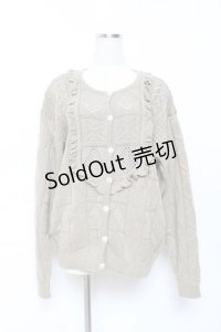 PINK HOUSE / フリル編みニットカーディガン F カーキ Y-25-10-25-075-LO-TO-SZ-ZY