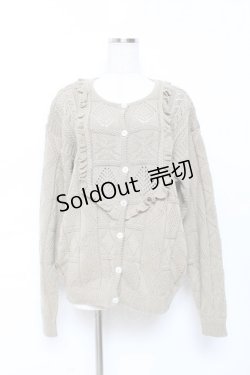 画像1: PINK HOUSE / フリル編みニットカーディガン F カーキ Y-25-10-25-075-LO-TO-SZ-ZY