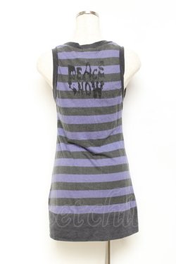 画像3: PEACE NOW / 缶バッジ付きボーダーノースリーブカーディガン M グレー×パープル Y-25-10-25-085-PU-TO-SZ-ZY