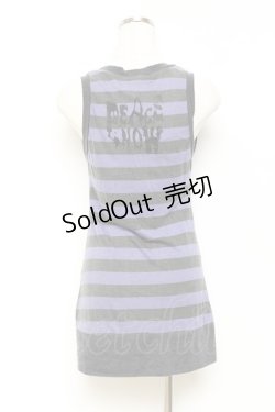 画像3: PEACE NOW / 缶バッジ付きボーダーノースリーブカーディガン M グレー×パープル Y-25-10-25-085-PU-TO-SZ-ZY