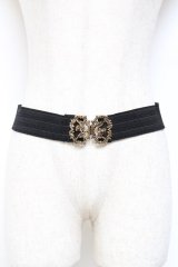 axes femme / モチーフゴムベルト  黒 Y-25-10-25-010-AX-ZA-SZ-ZT486-F004