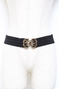 axes femme / モチーフゴムベルト  黒 Y-25-10-25-010-AX-ZA-SZ-ZT486-F004