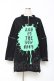 画像1: HELL CAT PUNKS / ペイントptハーフZIPプルパーカー F 黒×グリーン Y-25-10-25-090-PU-TO-SZ-ZY (1)