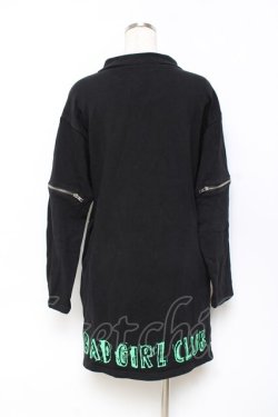 画像2: HELL CAT PUNKS / ペイントptハーフZIPプルパーカー F 黒×グリーン Y-25-10-25-090-PU-TO-SZ-ZY