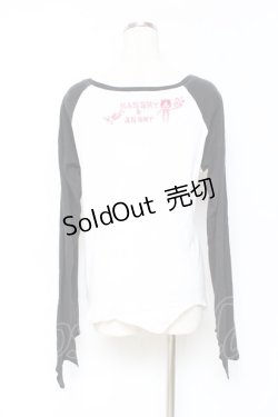 画像2: HANGRY&ANGRY / プリント長袖カットソー  白×黒 Y-25-10-25-092-HN-TO-SZ-ZY