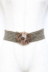 axes femme / 蝶モチーフ麻ゴムベルト  茶 Y-25-10-25-011-AX-ZA-SZ-ZY