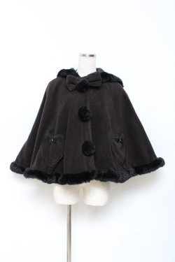 画像1: Angelic Pretty / 夢みるBunnyケープ  黒 Y-25-10-25-095-AP-CO-SZ-ZY