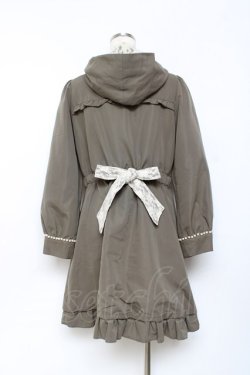 画像2: axes femme / パール付きフリルモッズコート M カーキ Y-25-10-25-100-AX-CO-SZ-ZY