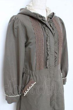 画像3: axes femme / パール付きフリルモッズコート M カーキ Y-25-10-25-100-AX-CO-SZ-ZY