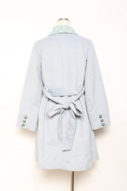 画像2: axes femme / 襟ポケットレース重ねコート M サックス Y-25-10-25-103-AX-CO-SZ-ZY