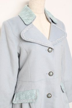画像3: axes femme / 襟ポケットレース重ねコート M サックス Y-25-10-25-103-AX-CO-SZ-ZY