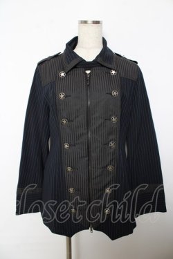 画像1: ALGONQUINS / ナポレオンストライプジャケット 1 紺×黒 Y-25-10-25-108-AL-JA-SZ-ZY